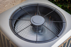 Up close shot of AC condenser